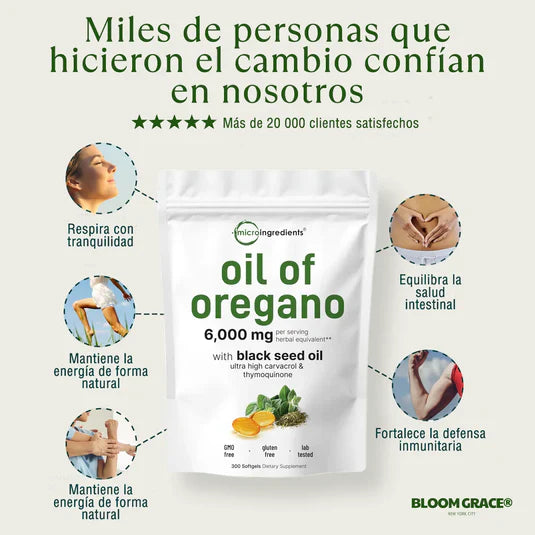 Aceite de Orégano 6000 mg + Semilla Negra 💊 Bienestar natural diario 🚚 Envío GRATIS