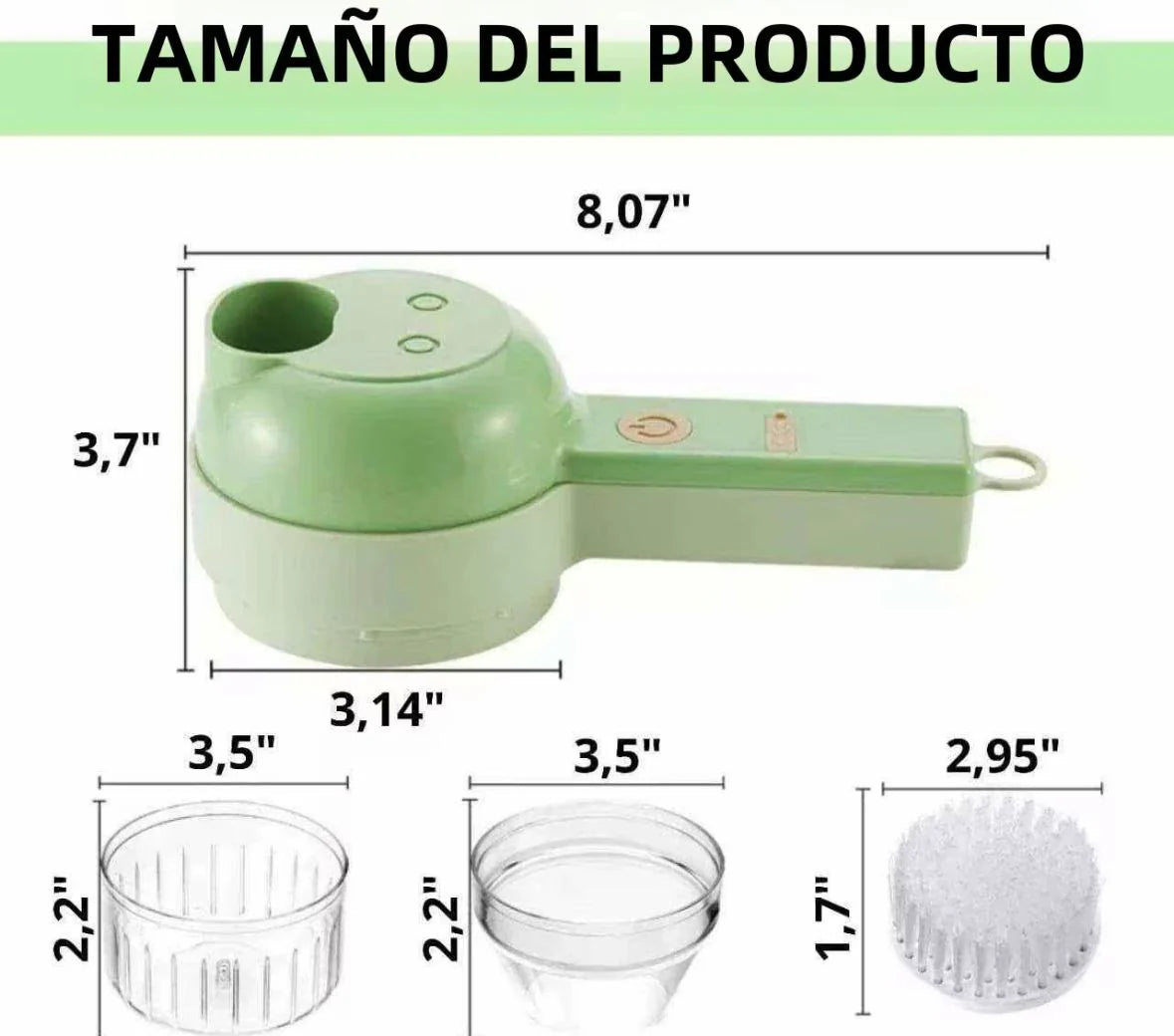 ¡Cocina en segundos!  Mini Triturador 4 en 1 + Cepillo  — ¡Corta, limpia y listo!