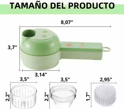 ¡Cocina en segundos!  Mini Triturador 4 en 1 + Cepillo  — ¡Corta, limpia y listo!