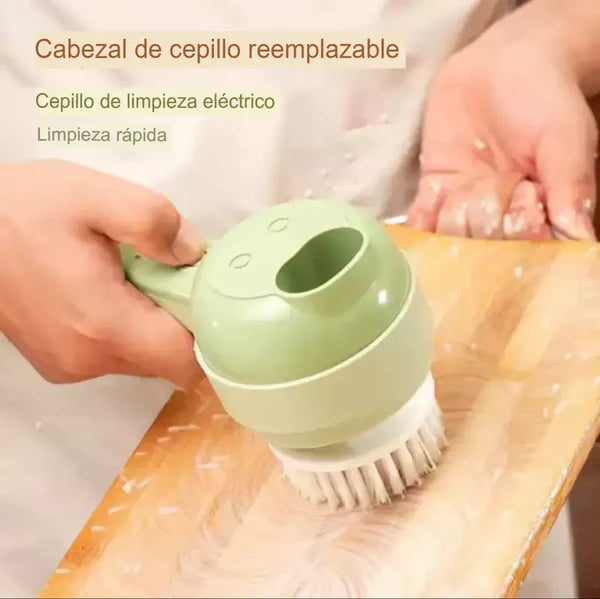 ¡Cocina en segundos!  Mini Triturador 4 en 1 + Cepillo  — ¡Corta, limpia y listo!