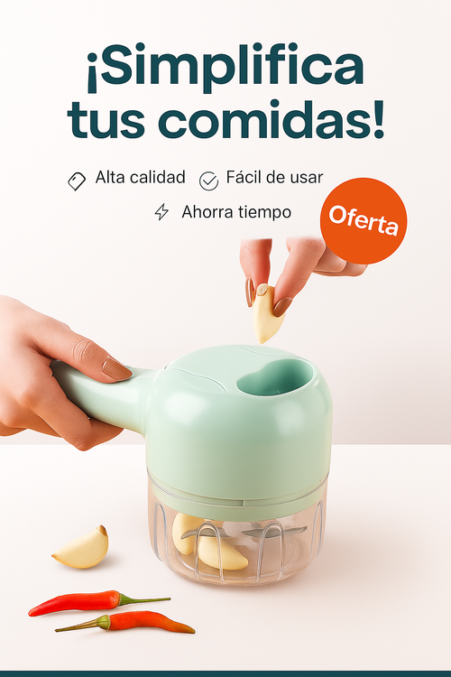¡Cocina en segundos!  Mini Triturador 4 en 1 + Cepillo  — ¡Corta, limpia y listo!