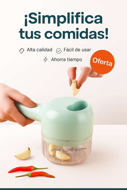 ¡Cocina en segundos!  Mini Triturador 4 en 1 + Cepillo  — ¡Corta, limpia y listo!