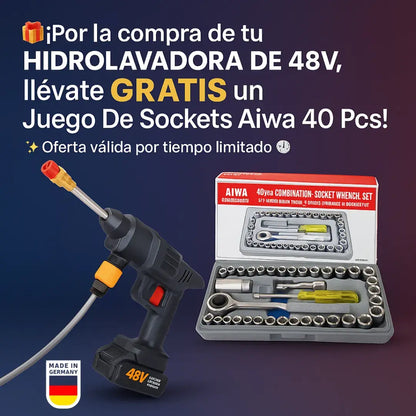 🎁 ¡Aprovecha! Compra tu Hidrolavadora 48V y recibe GRATIS el Juego de Sockets Aiwa 40 Pcs.
